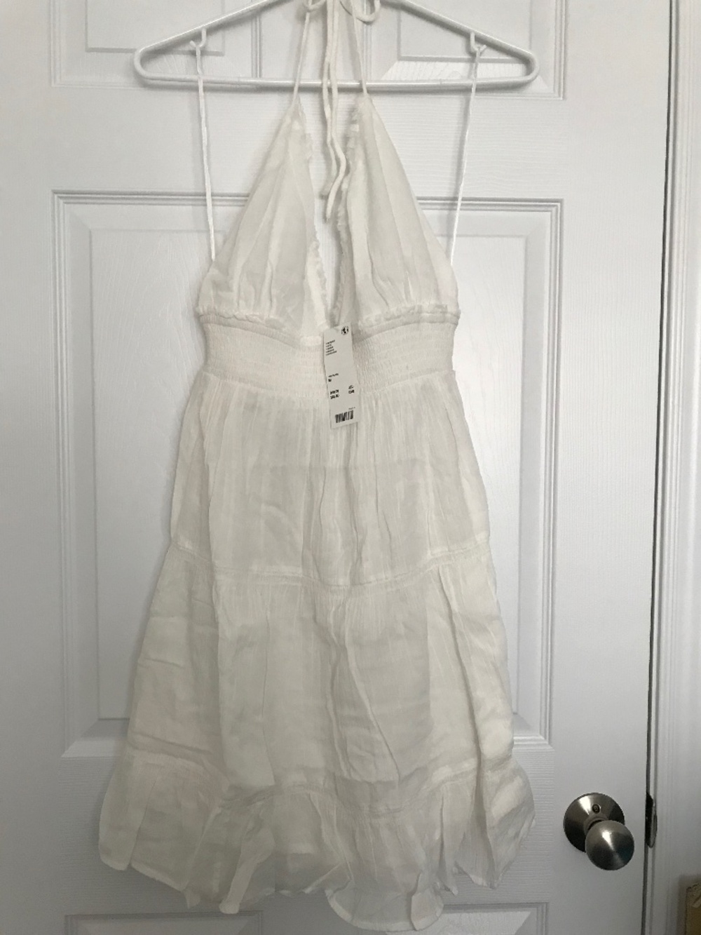 NWT Kimchi Blue Phoebe Open-Back Halter Knee Length Dress M White